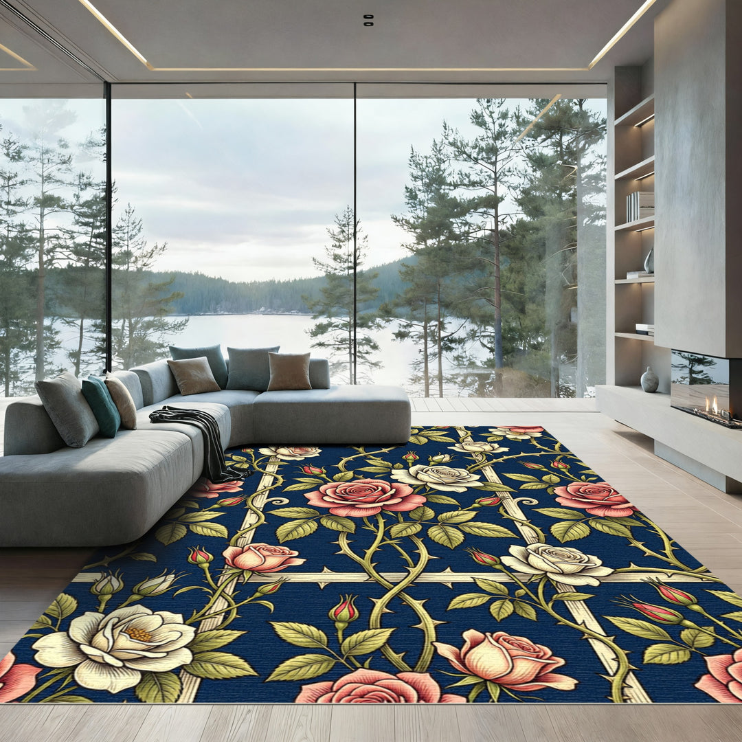 Vintage Rose Blossom Ivy Rug