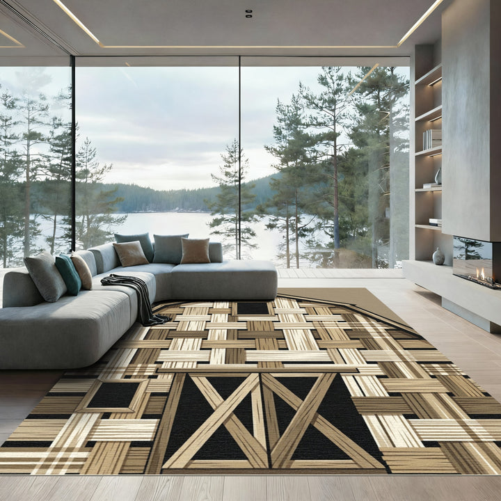 Woven Wood Grain Barn Texture Rug