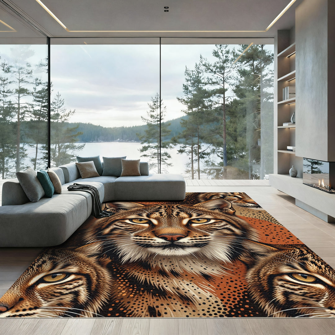 Fierce Bobcat Orange Dot Splash Rug