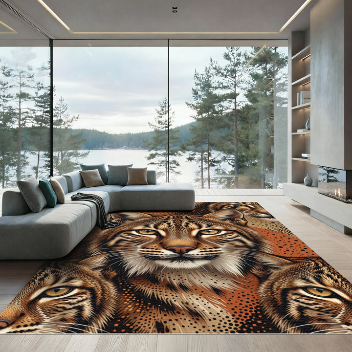 Fierce Bobcat Orange Dot Splash Rug