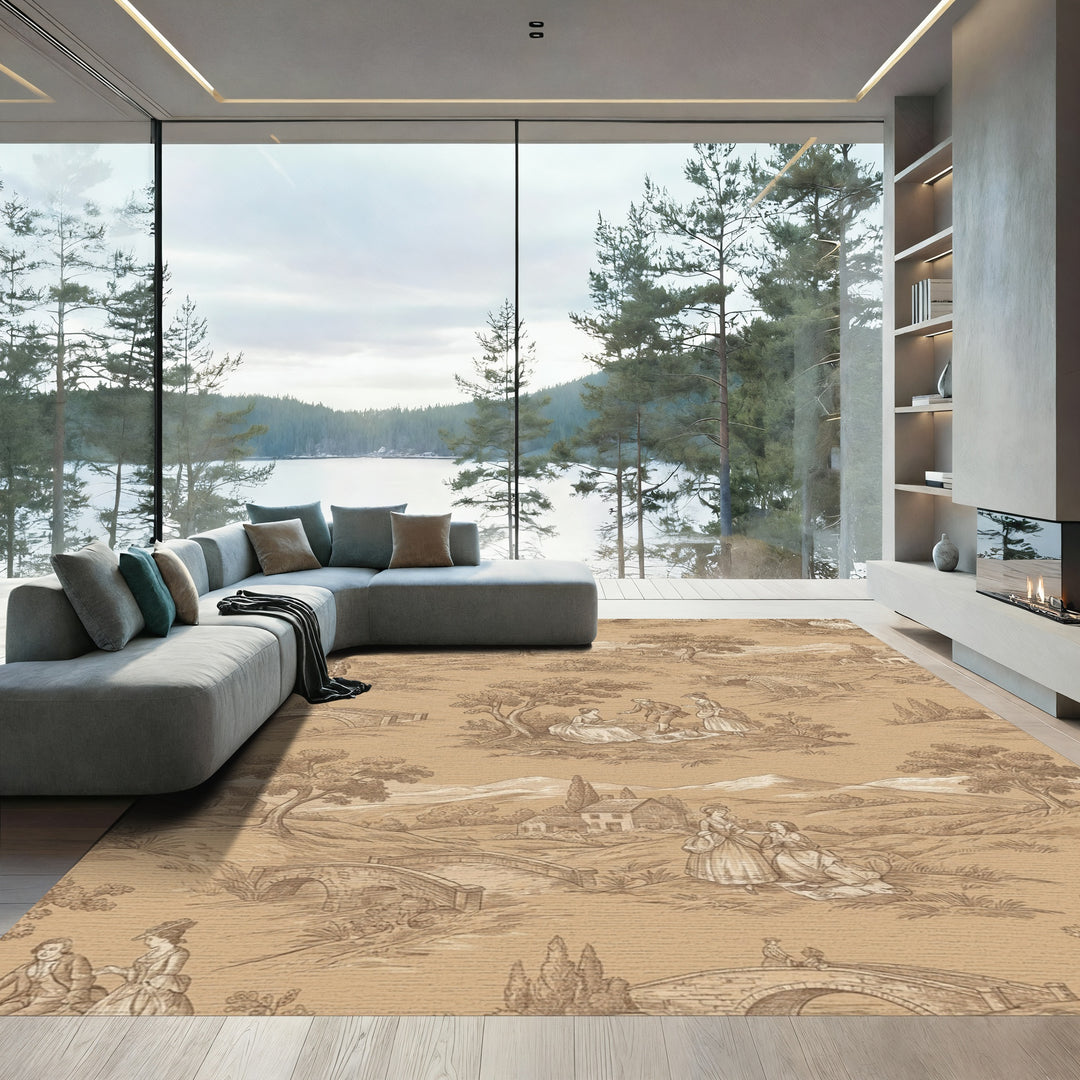 Pastoral Landscape With Figures And Bridges Rug