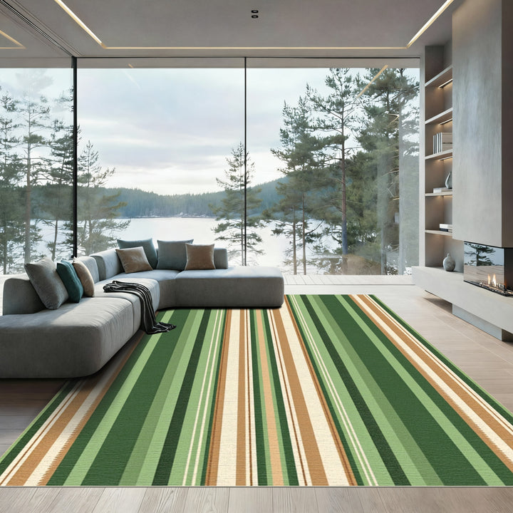 Earthy Tones Vertical Stripe Pattern Rug