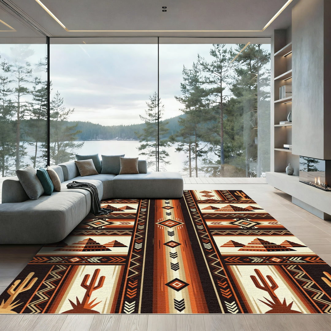 Southwest Desert Pyramid Cactus Rug