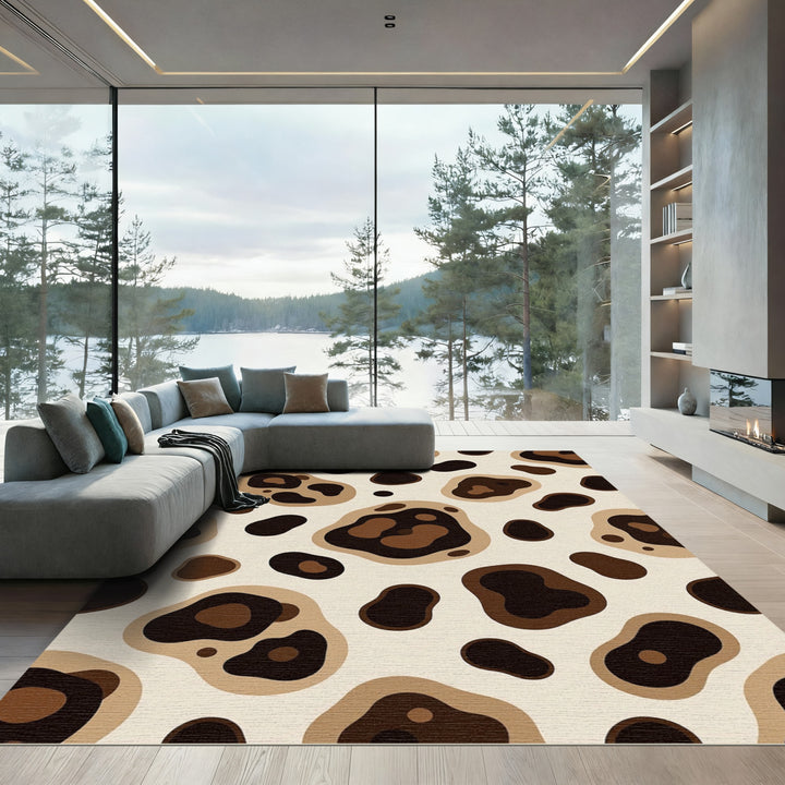 Brown and Beige Abstract Spots Rug