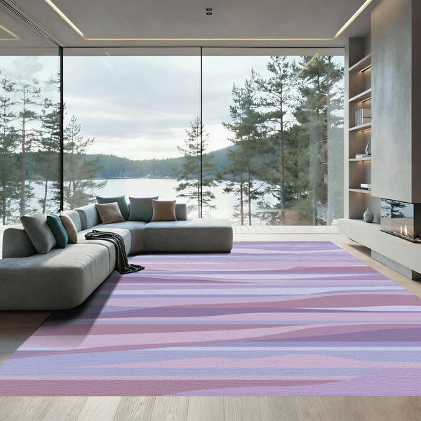 Lavender Hues Wavy Stripe Art Rug