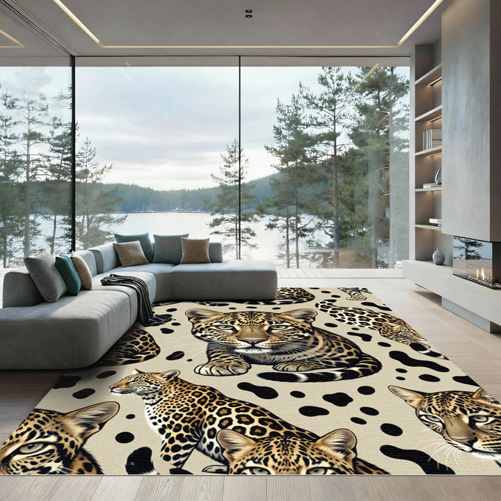 Dashing Leopard Spots Jungle Cats Rug