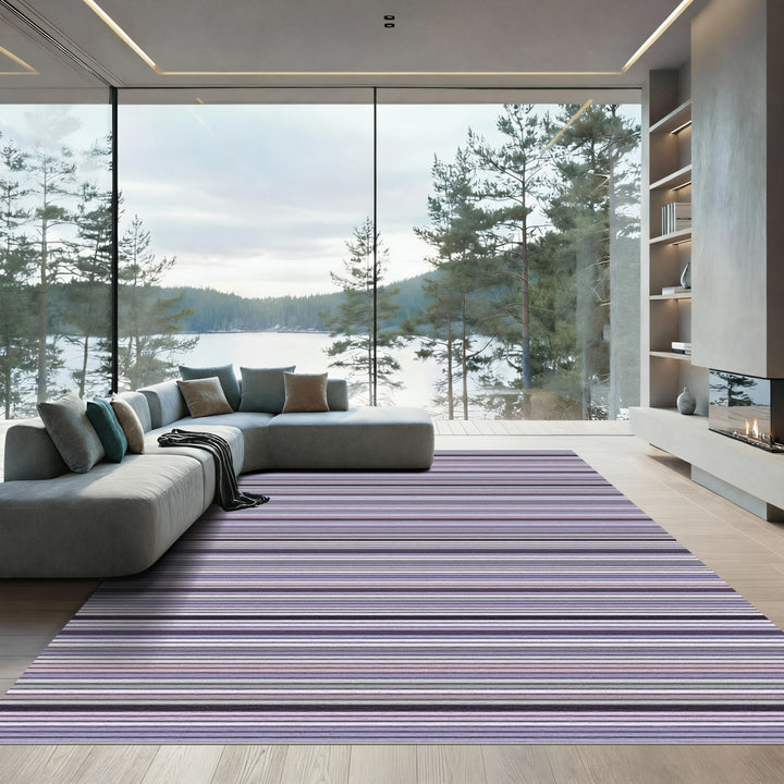 Modern Lavender Subtle Striped Rug
