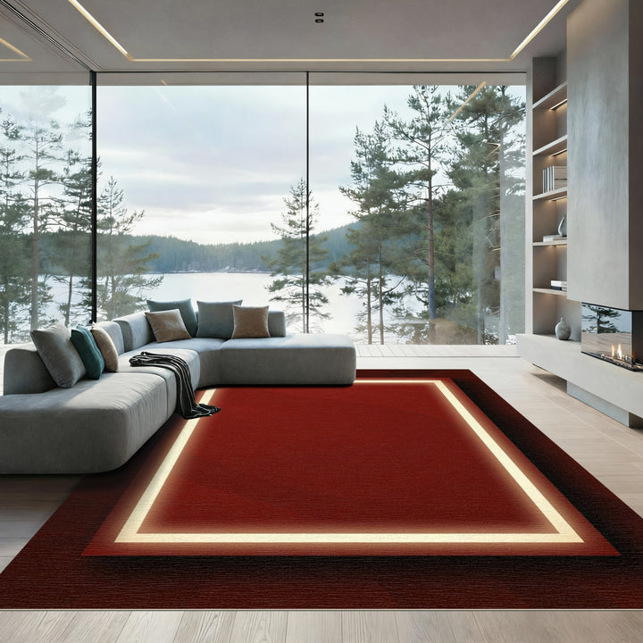 Crimson Outline Light Square Rug