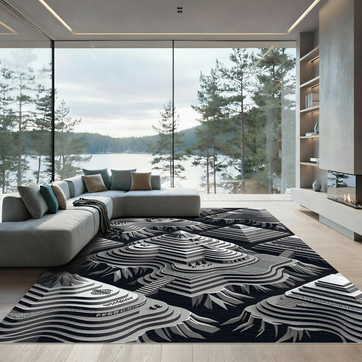 Isometric Mountain City Terraces Rug