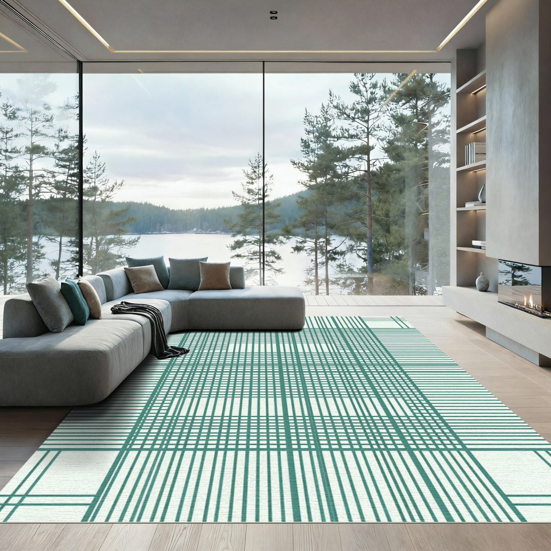 Emerald Green Intersecting Lines Rug