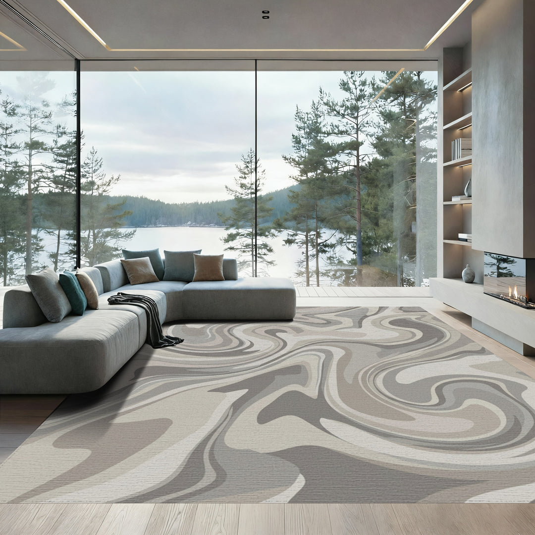 Neutral Swirl Marble Fluidity Rug