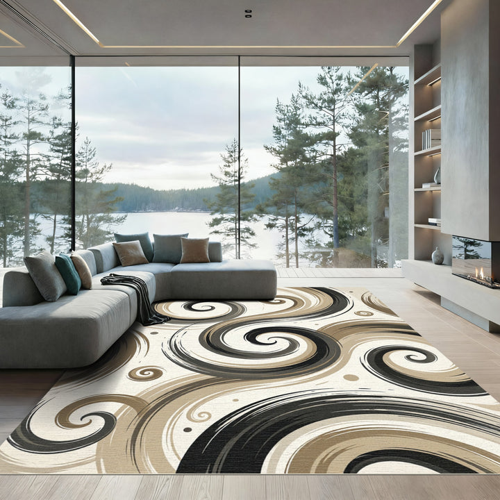 Abstract Swirl Brushstroke Rug