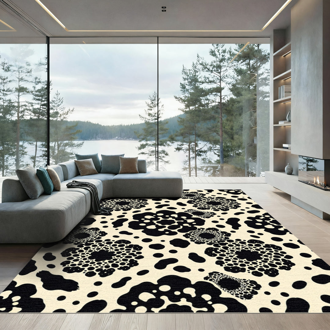 Black Organic Dots and Blobs Rug