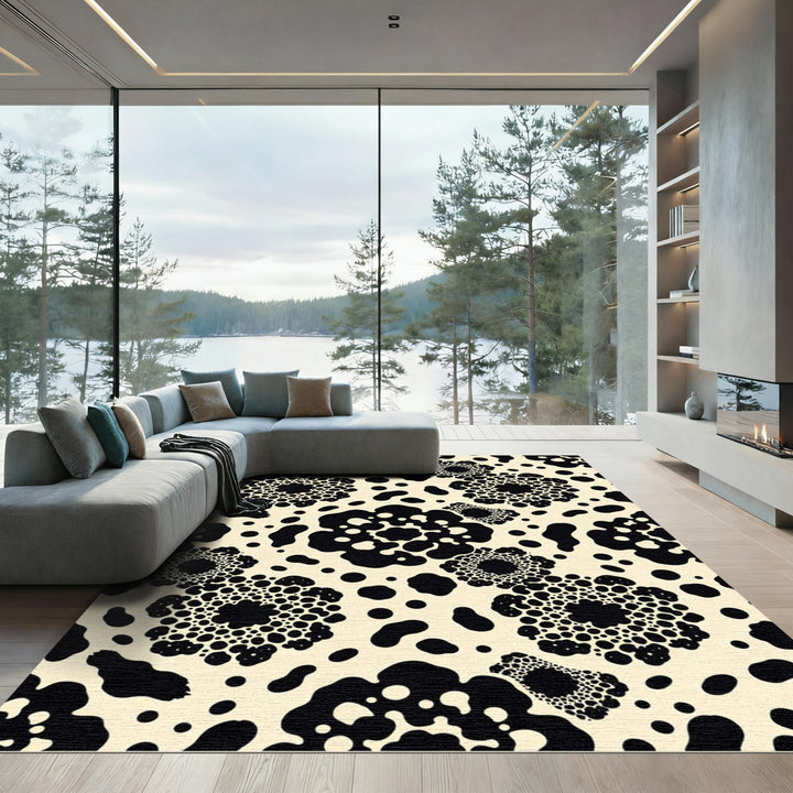 Black Organic Dots and Blobs Rug