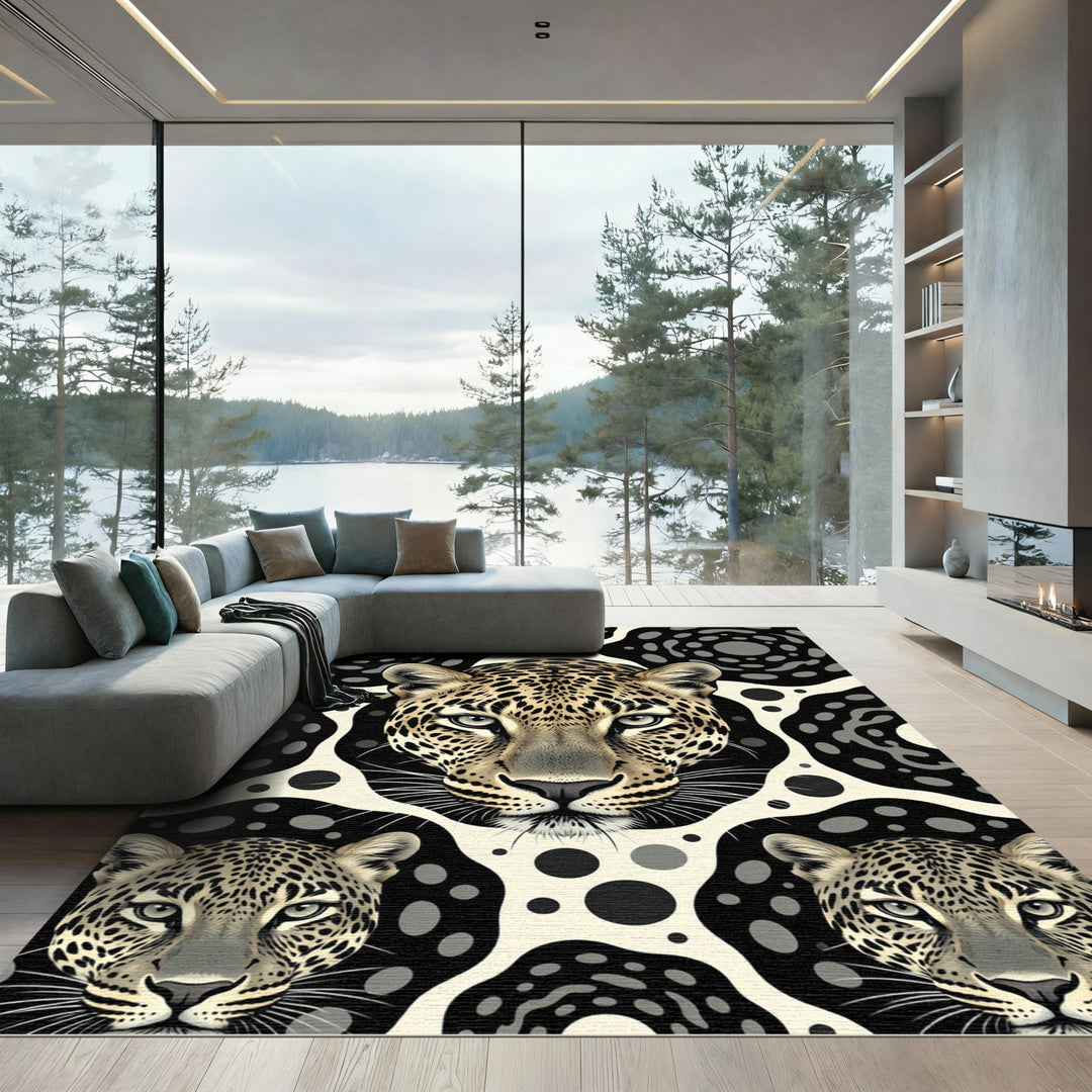Leopard Spot Bold Black Cream Rug