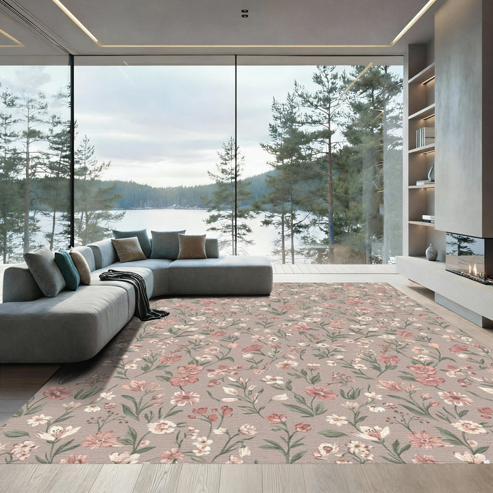 Dusty Rose Charming Wildflower Meadow Rug