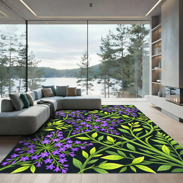 Purple Blossom Swirl Vine Rug