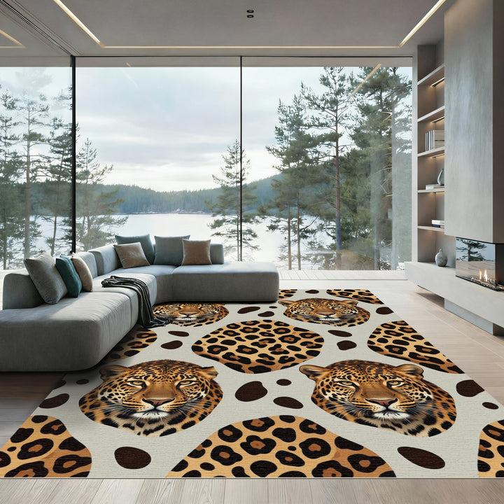Leopard Spot Faces Realistic Camouflage Rug