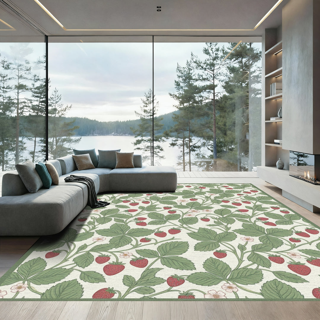 Strawberry Vine Botanical Cream Rug
