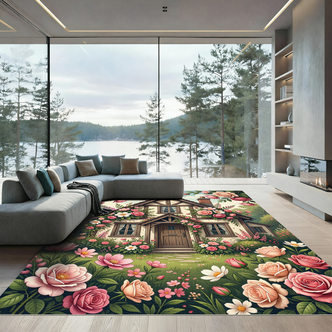 Enchanting Cottage Rose Garden Rug