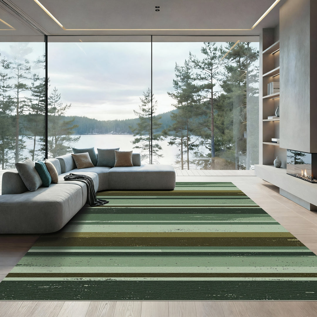 Abstract Earthy Tones Horizontal Stripes Rug