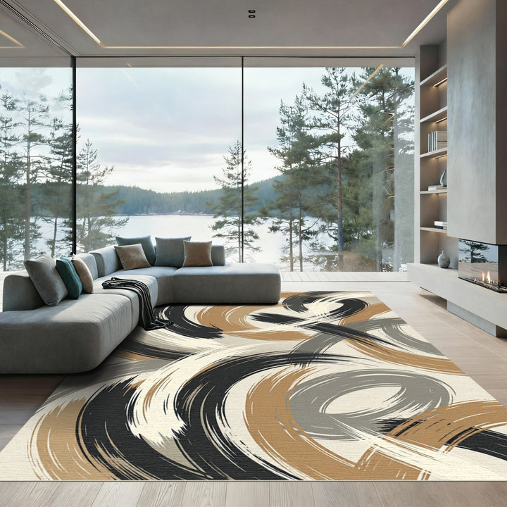 Abstract Swirl Brushstroke Rug
