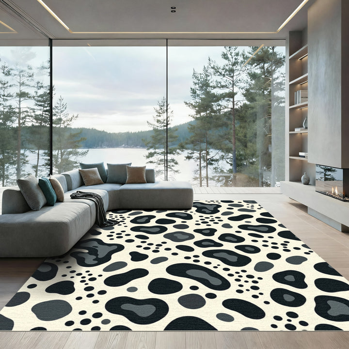 Cow Spot Black Gray Abstract Rug