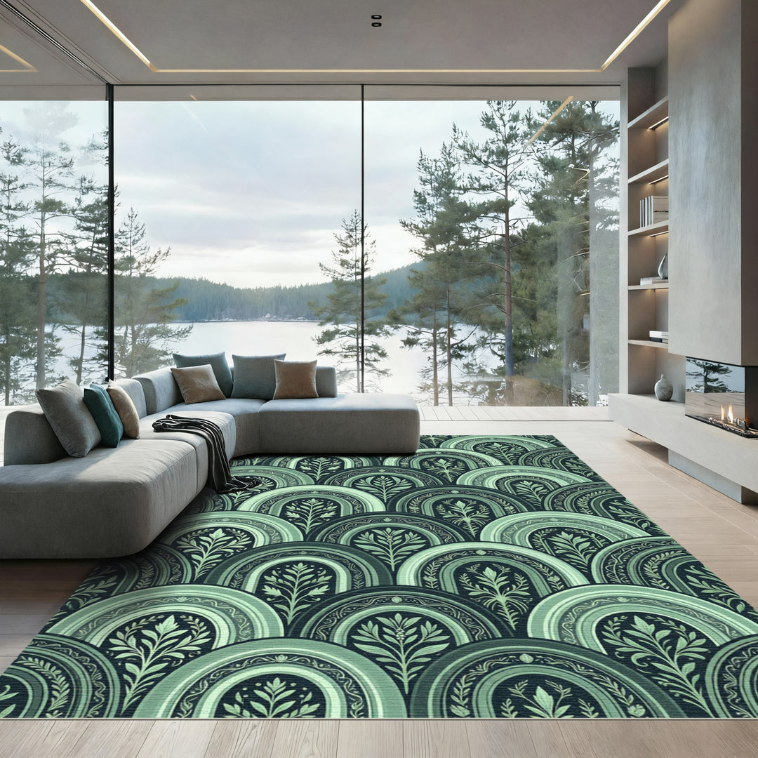 Sage Green Archway Foliage Rug
