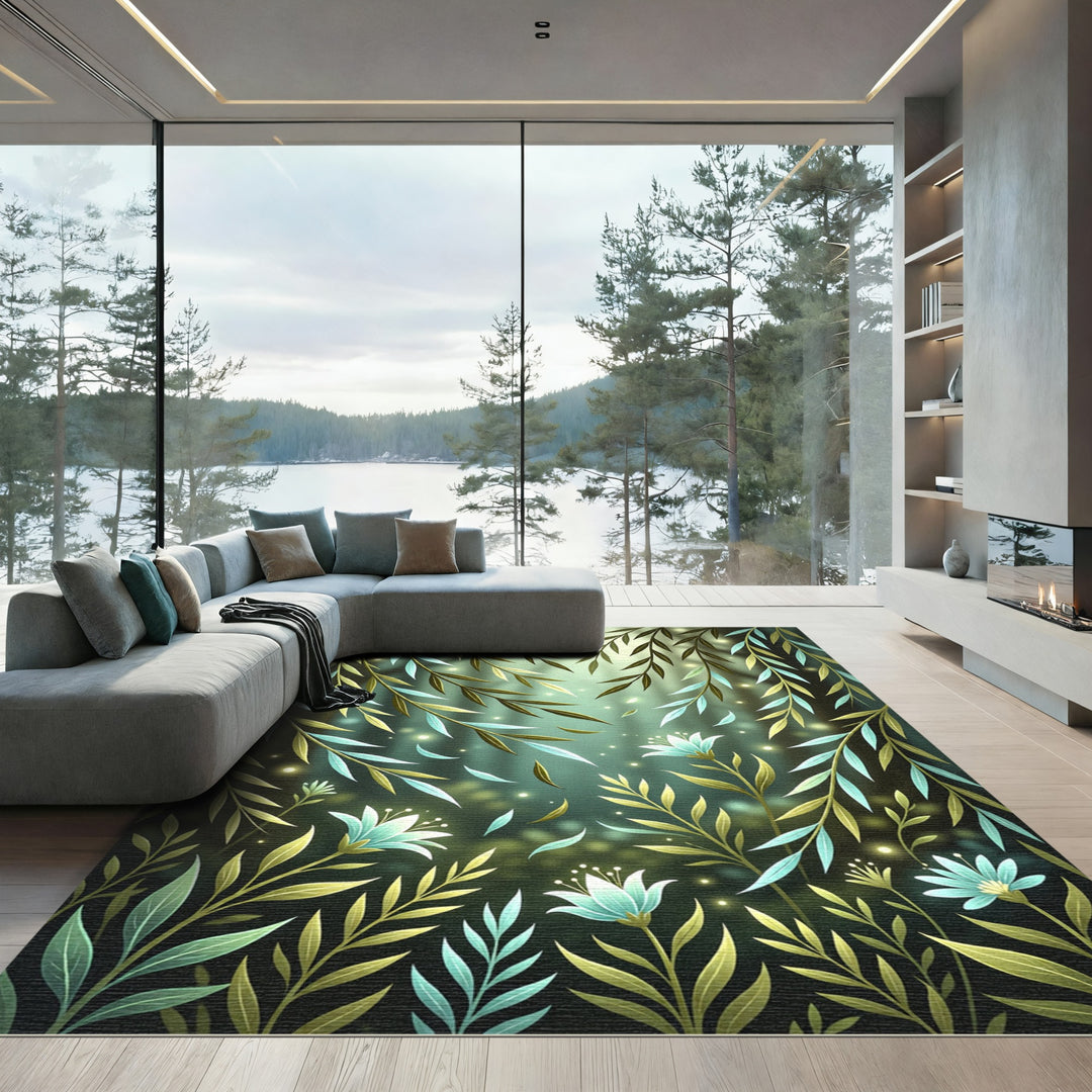 Enchanted Forest Blue Floral Rug