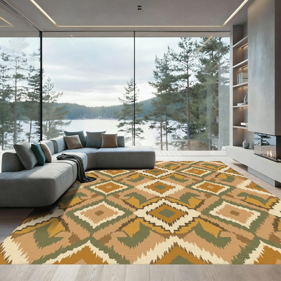 Earthy Tone Jagged Diamond Rug