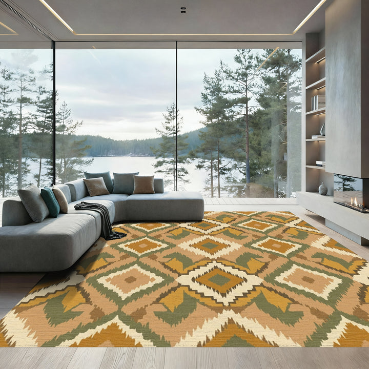 Earthy Tone Jagged Diamond Rug