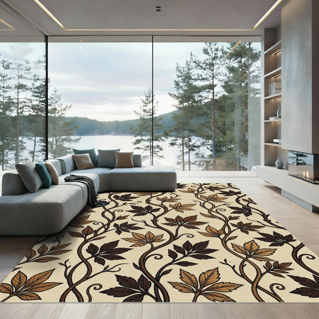 Earthy Tones Vine Leaf Repeating Rug
