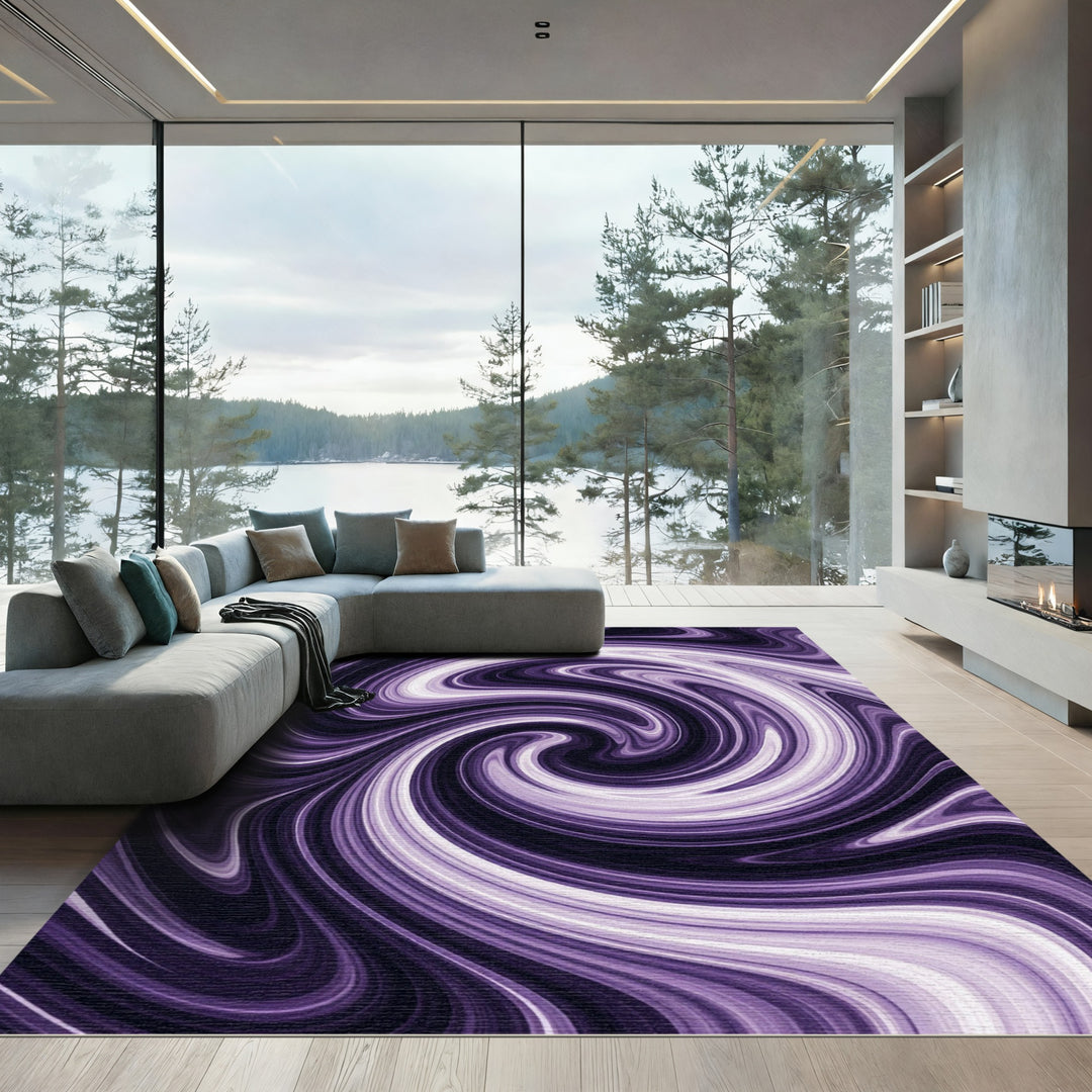 Abstract Purple Swirl Rug