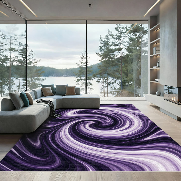 Abstract Purple Swirl Rug
