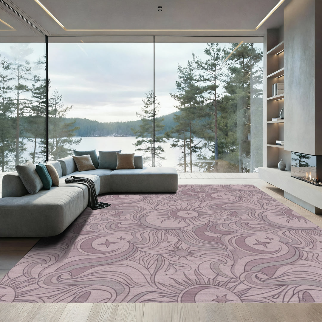 Mystical Pastel Sun Moon Swirls Rug