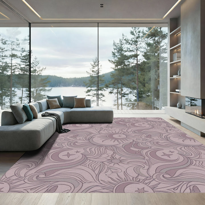 Mystical Pastel Sun Moon Swirls Rug