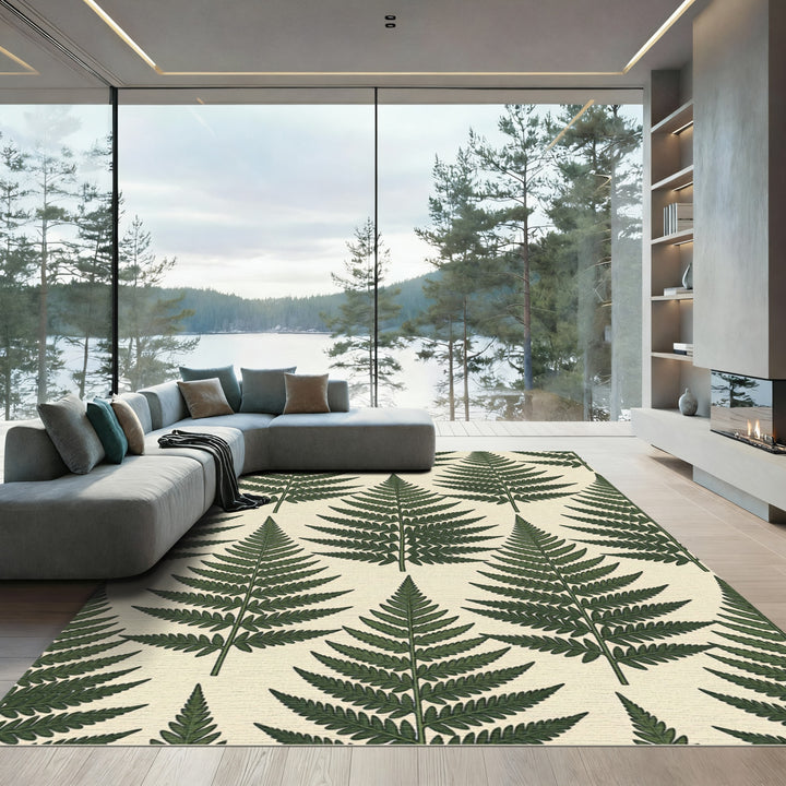 Deep Green Fern Frond Repeat Rug