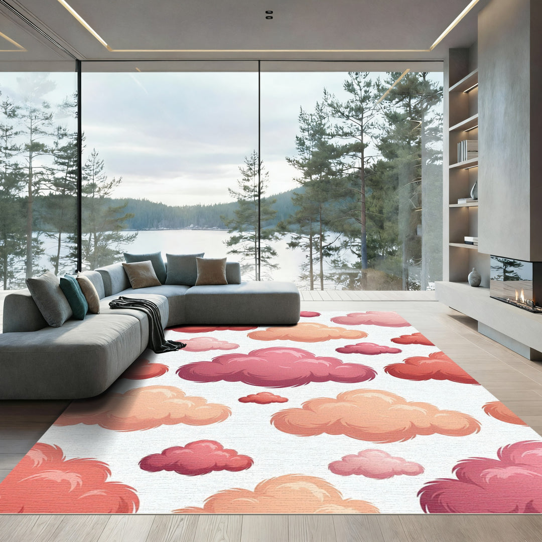 Pastel Cloudscape With Pink Hues Rug