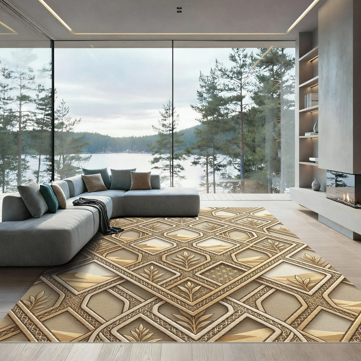 Ornate Golden Desert Arch Rug