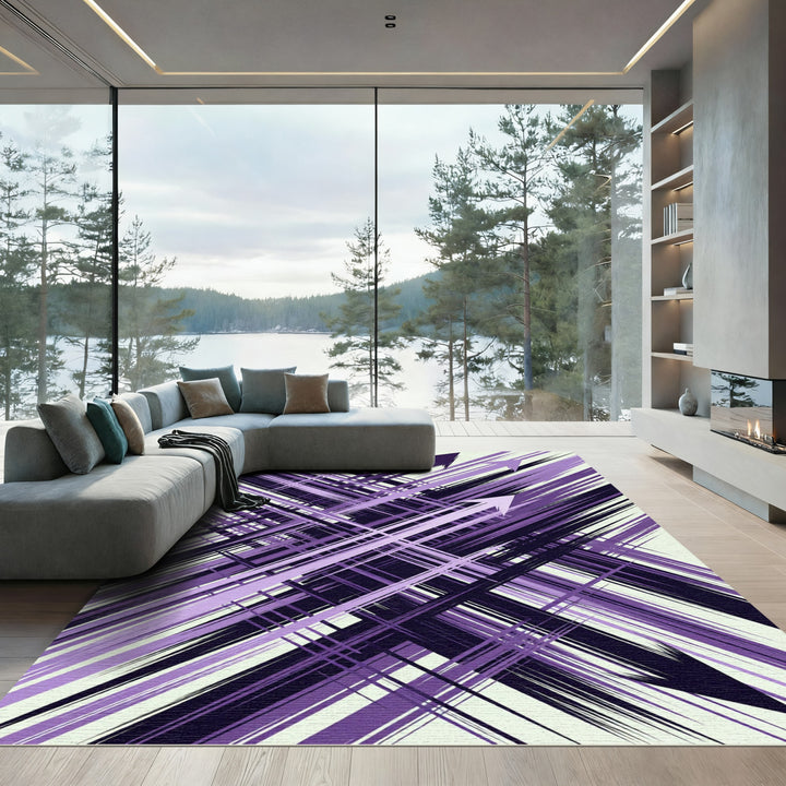Purple Abstract Arrow Composition Rug
