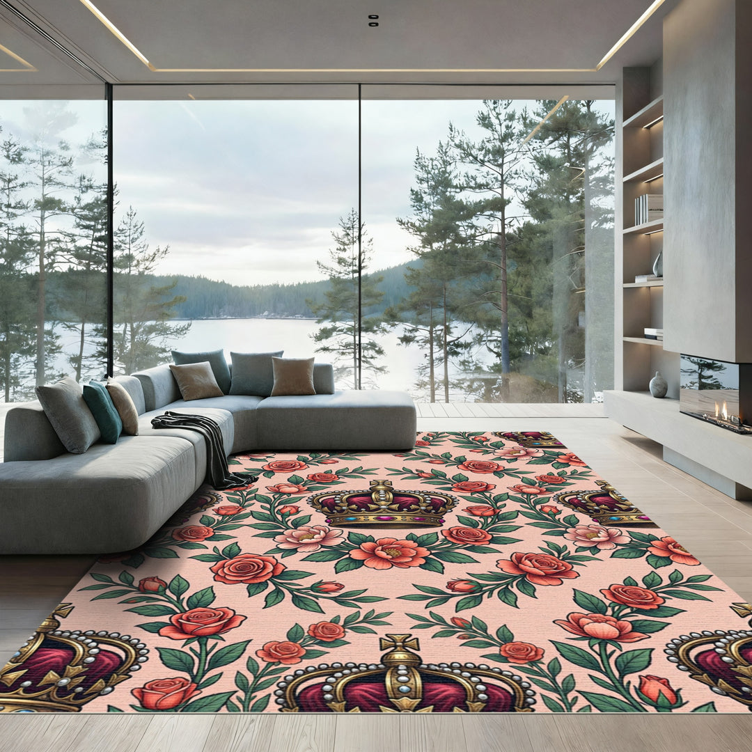 Royal Crown Rose Garland Pattern Rug