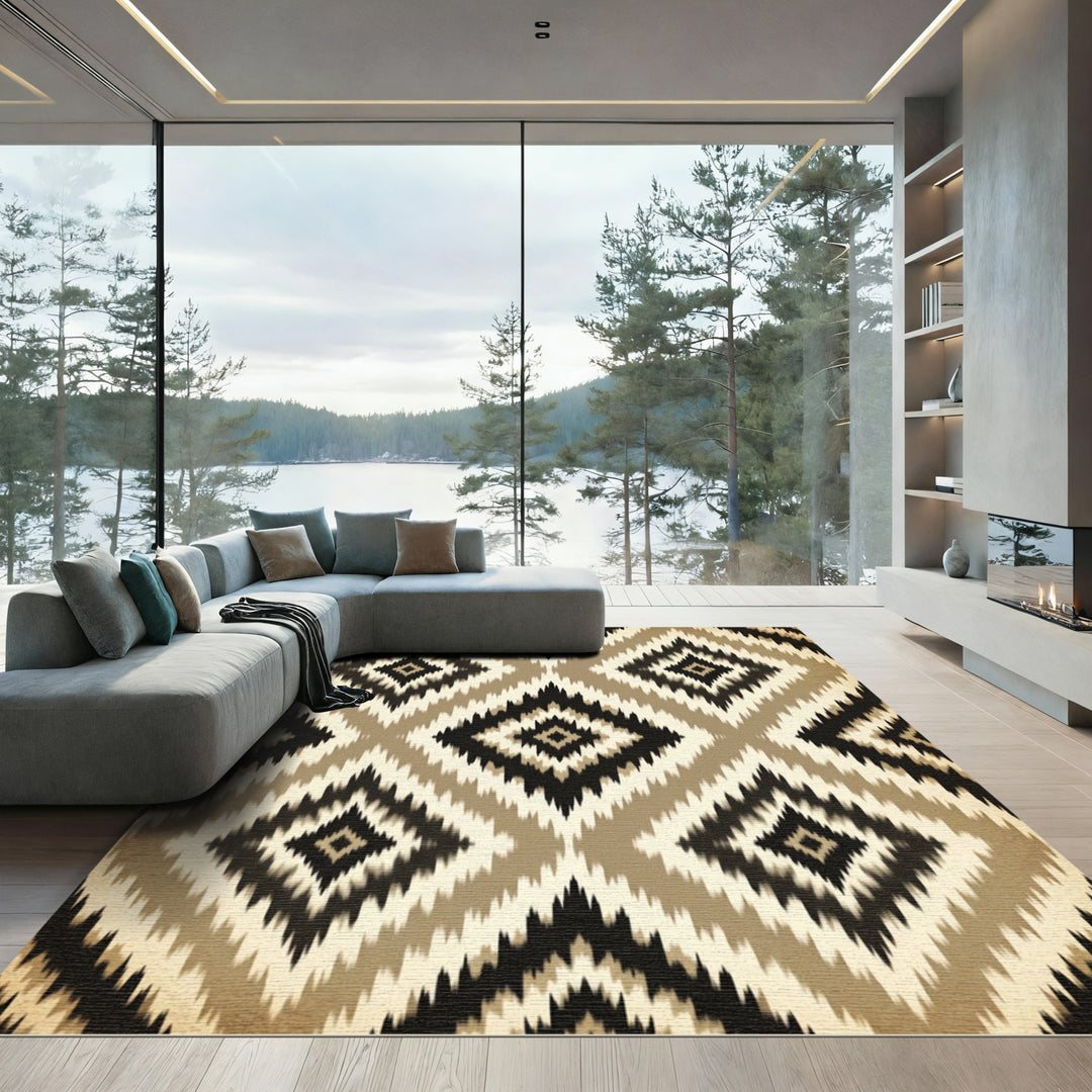 Geometric Tawny Diamond Rug
