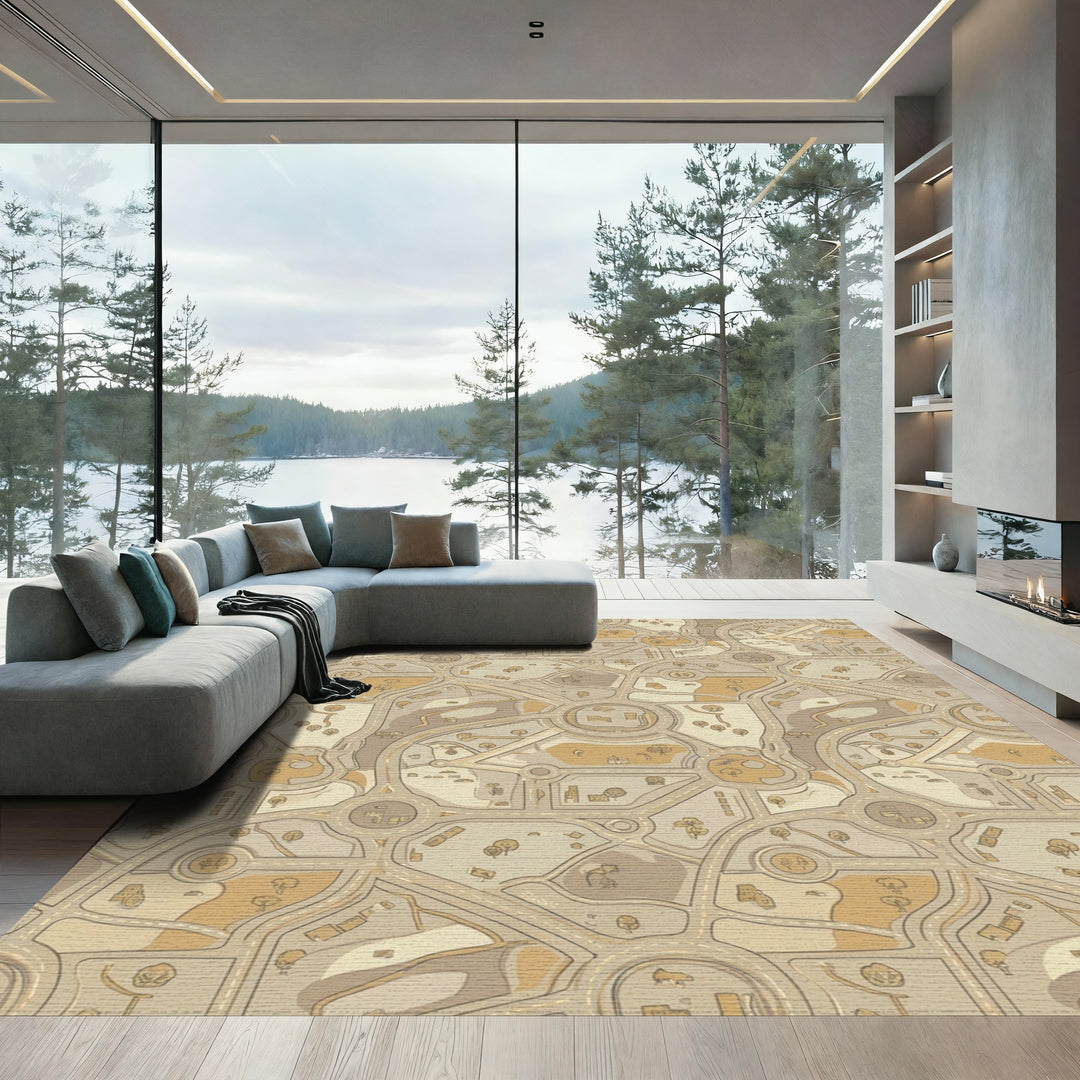 Urban Sandy Road Town Map Rug