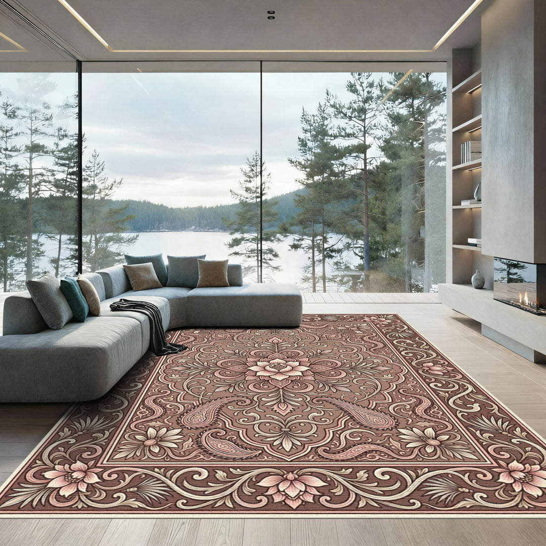 Earthy Floral Paisley Medallion Rug