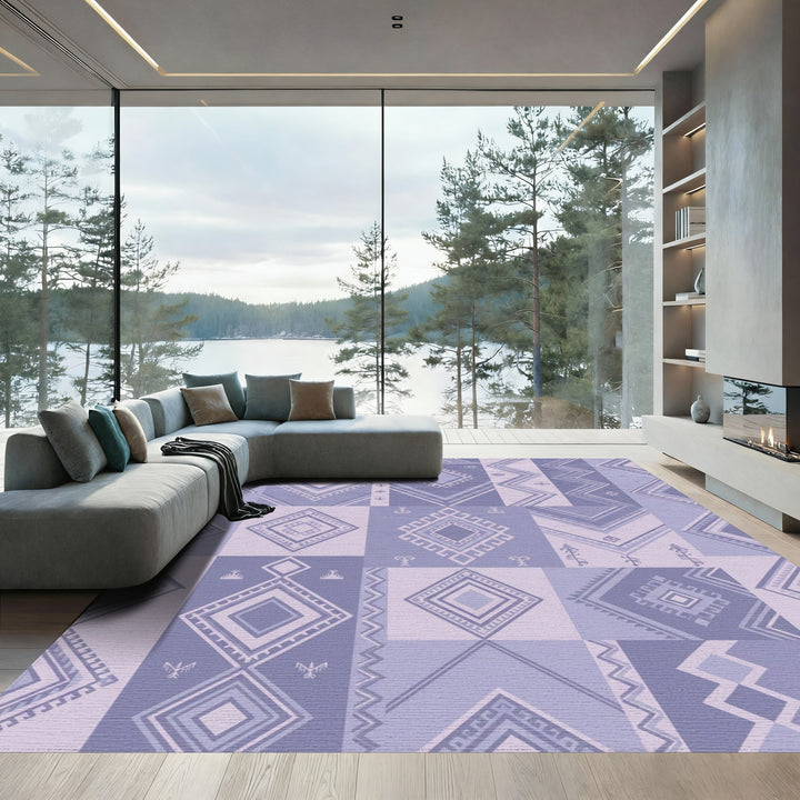 Lavender Geometric Diamond Patchwork Rug