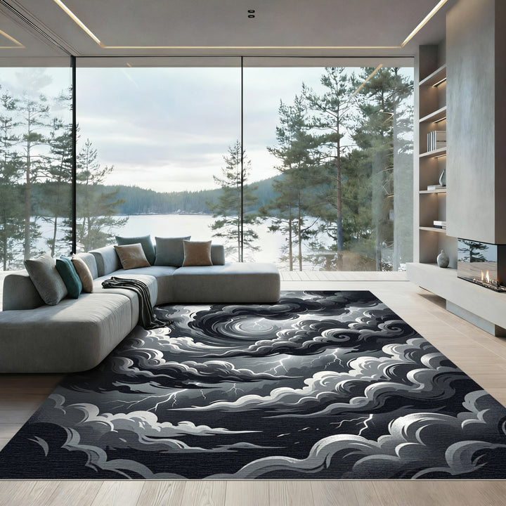 Dramatic Stormy Sky Lightning Rug