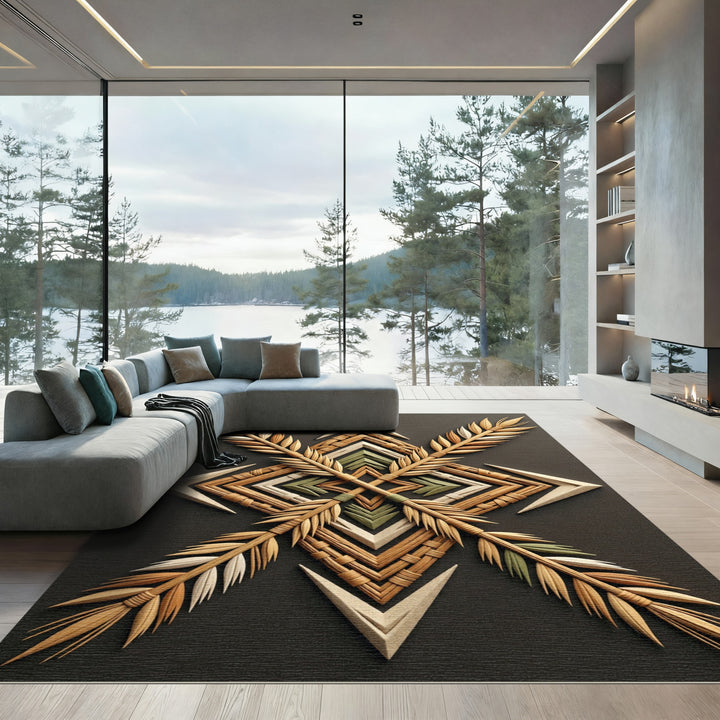 Natural Woven Arrow Starburst Rug