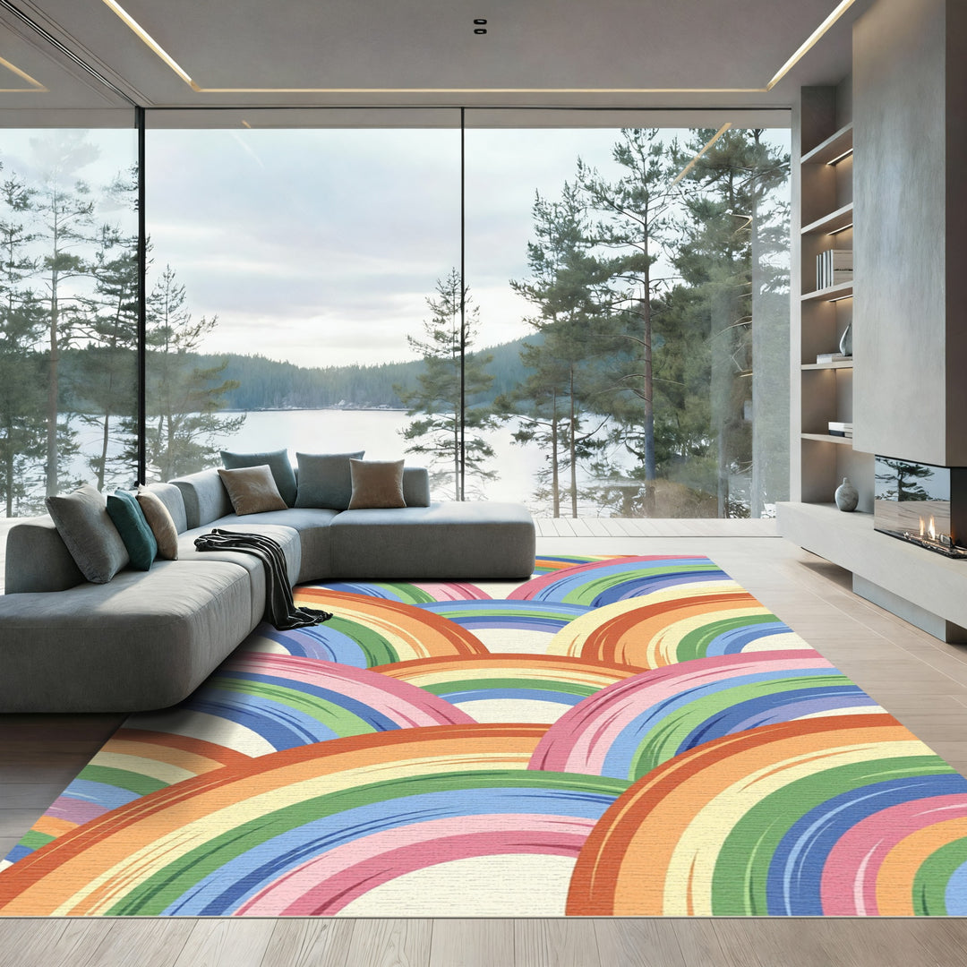 Colorful Rainbow Arch Arrangement Rug