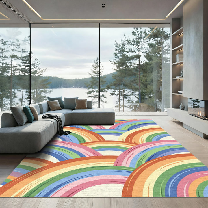 Colorful Rainbow Arch Arrangement Rug