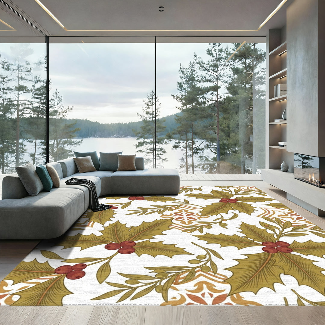 Olive Holly with Terracotta Tile Accent Rug